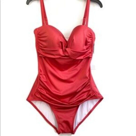 CALVIN KLEIN Bandeau shimmer Tummy-control Swimsuit sz 8 - Picture 8 of 11